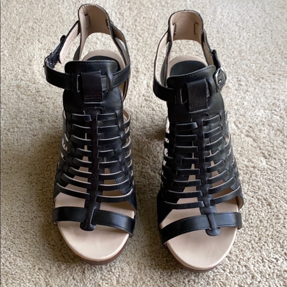 Black strappy platform sandals